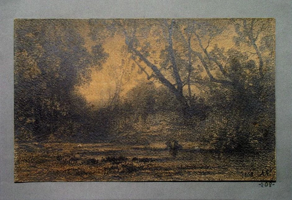 Radura nel bosco e donna china su una sorgente, 1858 - Galleria Civica d’Arte Moderna e Contemporanea, Torino